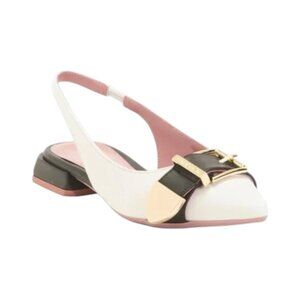 LORENZO MARI Made In Italy Leather Slingback Flat Shoes With Wrapped Heel